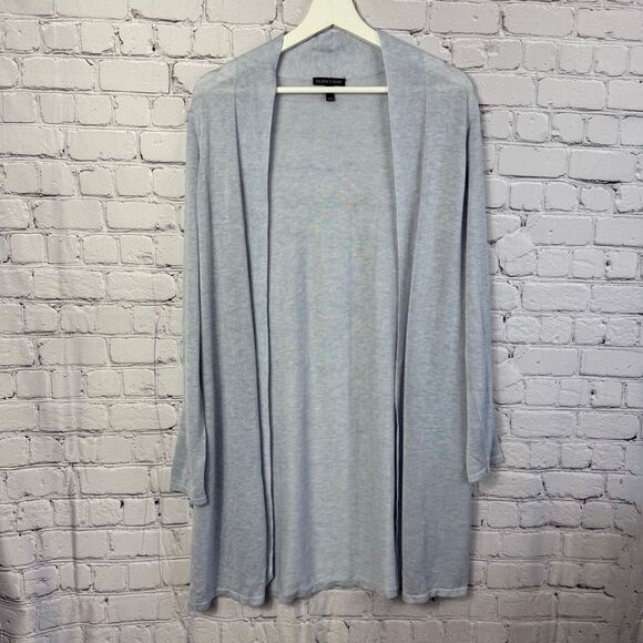 Eileen Fisher Open Cardigan Straight Long Tencel Wool Size Medium - Picture 1 of 8